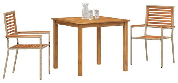 VidaXL Kert étkező szett 3 pcs Bézs Poli rattan