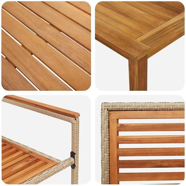 VidaXL Kert étkező szett 3 pcs Bézs Poli rattan