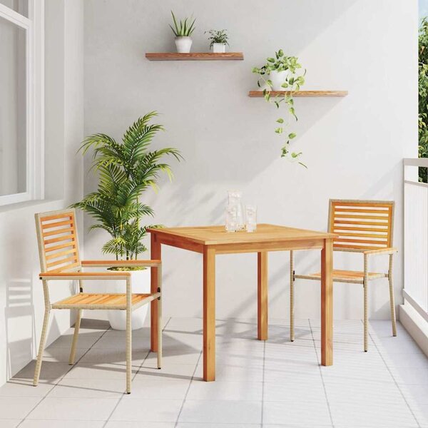 VidaXL Kert étkező szett 3 pcs Bézs Poli rattan