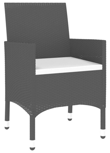 3 részes fekete polyrattan kerti étkezőgarnitúra