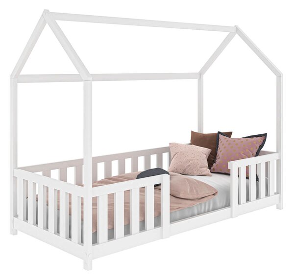 AMI bútorok HAZIKÓ gyerekágy D8 80x160cm, fehér, korláttal és ágyrácsos