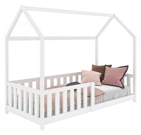AMI bútorok HAZIKÓ gyerekágy D7 80x160cm, fehér, korláttal és ágyrácsos