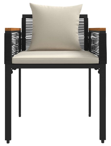 VidaXL Kültéri Bútor Szett 3 pcs Fekete és krémfehér PE Rattan
