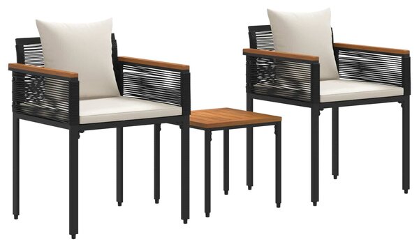 VidaXL Kültéri Bútor Szett 3 pcs Fekete és krémfehér PE Rattan