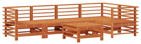 VidaXL Kerti lounge szett 6 pcs Viaszbarna Tömör Fenyőfa