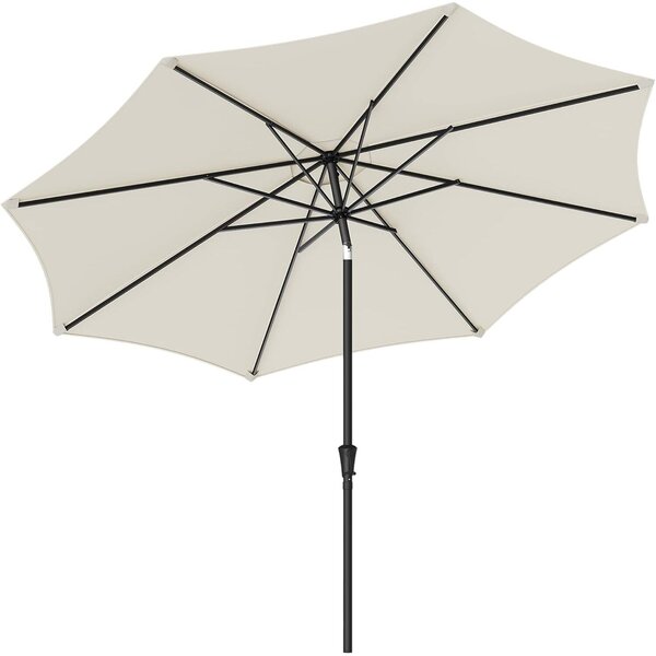 Kerti napernyő kézikarral, 330 cm, UPF 50+, 30°-os dőlés, fém váz 8 gerincsel, bézs