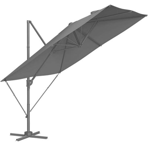 270x270 cm-es, UPF 50+, 360°-os forgatású, állítható dőlésszögű, szürke, lengőkaros kerti napernyő