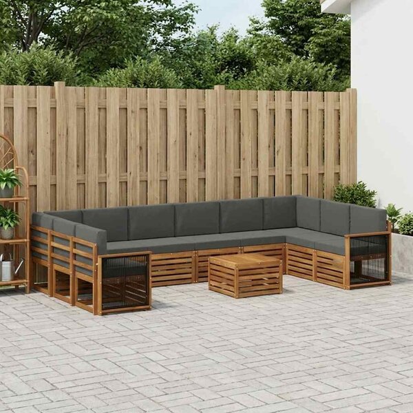 VidaXL Kültéri kanapé szett párnával 8 pcs Természetes és antracit