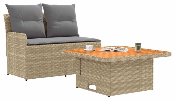 VidaXL Kerti karfás kanapé emelhető asztallal 2 Darab PE Rattan