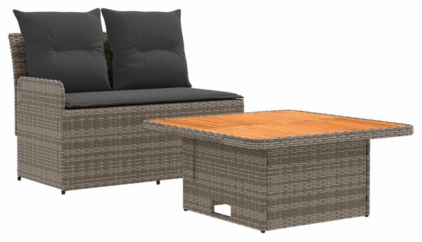 VidaXL Kerti karfás kanapé emelhető asztallal 2 Darab PE Rattan