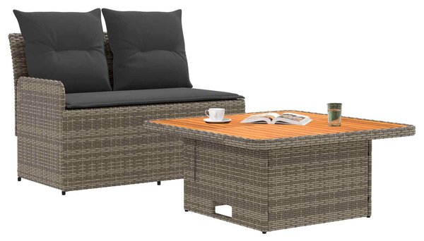 VidaXL Kerti karfás kanapé emelhető asztallal 2 Darab PE Rattan