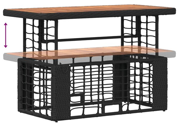 VidaXL Kert étkező szett 4 pcs Fekete és Szürke Poli Rattan és Akácfa