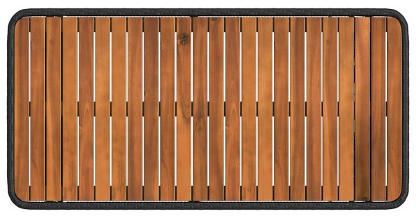 VidaXL Kert étkező szett 4 pcs Fekete és Szürke Poli Rattan és Akácfa
