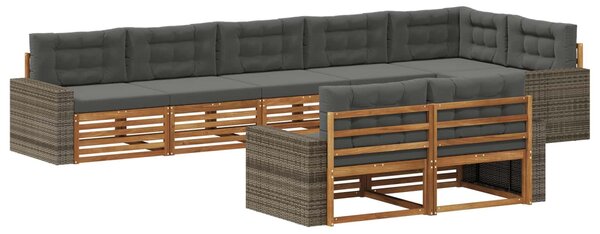 VidaXL Kültéri kanapé szett párnával 8 pcs Természetes és antracit