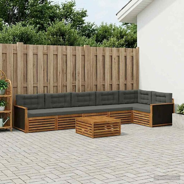 VidaXL Kültéri kanapé szett 7 pcs Természetes és antracit