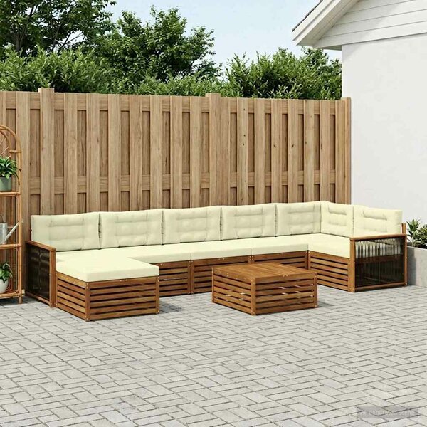 VidaXL Kültéri kanapé szett párnával 8 pcs Természetes és krémszínű