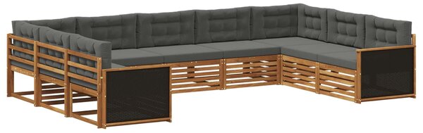 VidaXL Kültéri kanapé szett 9 pcs Természetes és antracit Tömör Akácfa