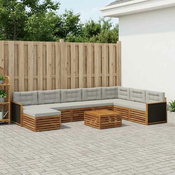 VidaXL Kültéri kanapé szett 9 pcs Természetes és Világosszürke