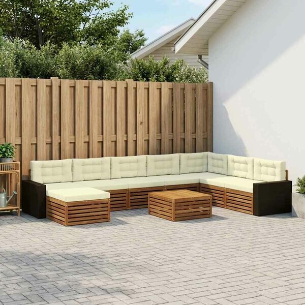 VidaXL Kültéri kanapé szett párnával 9 pcs Természetes és krémszínű