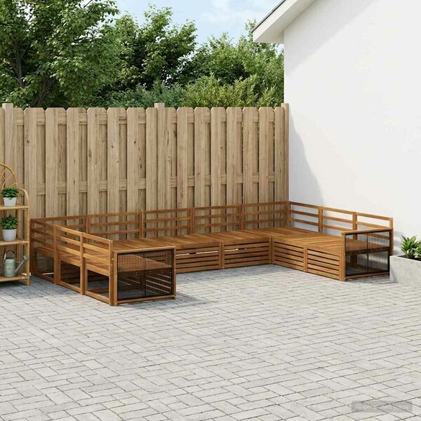 VidaXL Kültéri kanapé szett 9 pcs Természetes Tömör Akácfa
