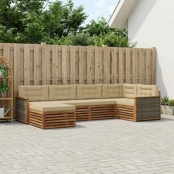 VidaXL Kültéri kanapé szett párnával 6 pcs Természetes és bézs