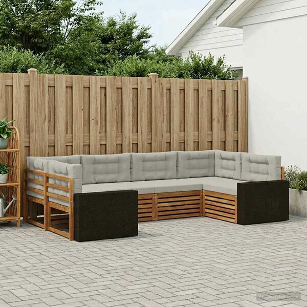 VidaXL Kültéri kanapé szett 6 pcs Természetes és Világosszürke