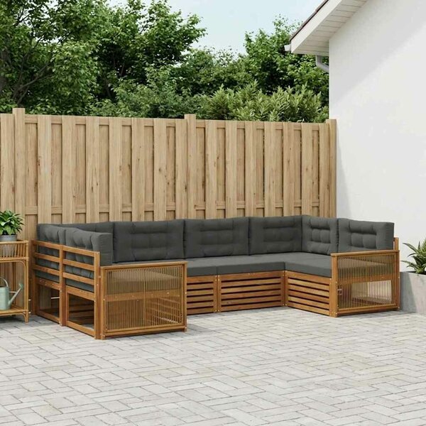 VidaXL Kültéri kanapé szett párnával 6 pcs Természetes és antracit