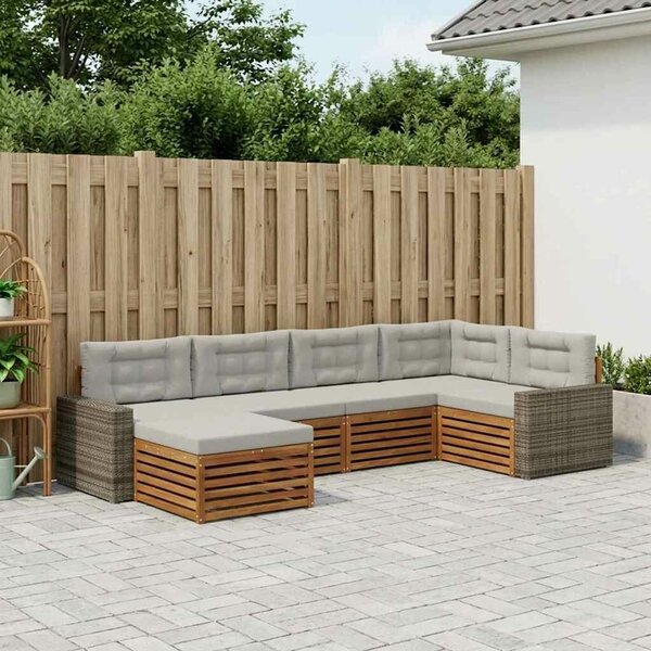 VidaXL Kültéri kanapé szett 6 pcs Természetes és Világosszürke