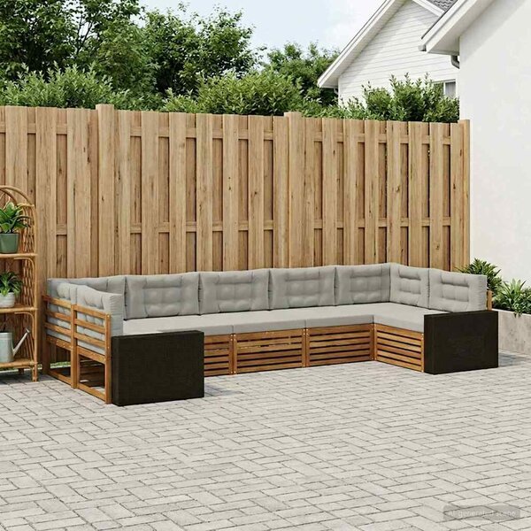 VidaXL Kültéri kanapé szett 7 pcs Természetes és Világosszürke