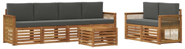 VidaXL Kültéri kanapé szett 7 pcs Természetes és antracit Tömör Akácfa