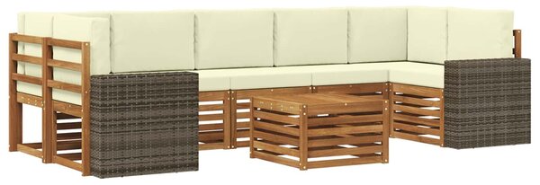 VidaXL Kültéri kanapé szett párnával 8 pcs Természetes és krémszínű