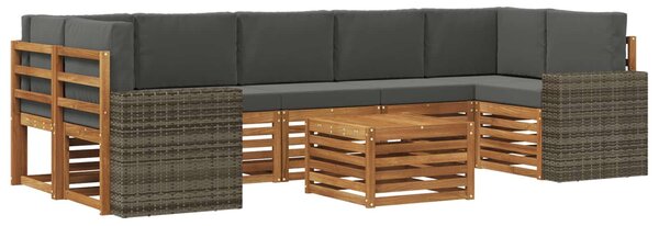 VidaXL Kültéri kanapé szett 8 pcs Természetes és antracit Tömör Akácfa