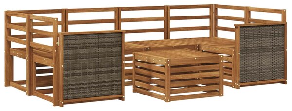 VidaXL Kültéri kanapé szett 7 pcs Természetes Tömör Akácfa