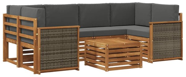 VidaXL Kültéri kanapé szett 7 pcs Természetes és antracit Tömör Akácfa