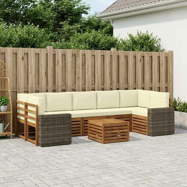 VidaXL Kültéri kanapé szett párnával 8 pcs Természetes és krémszínű