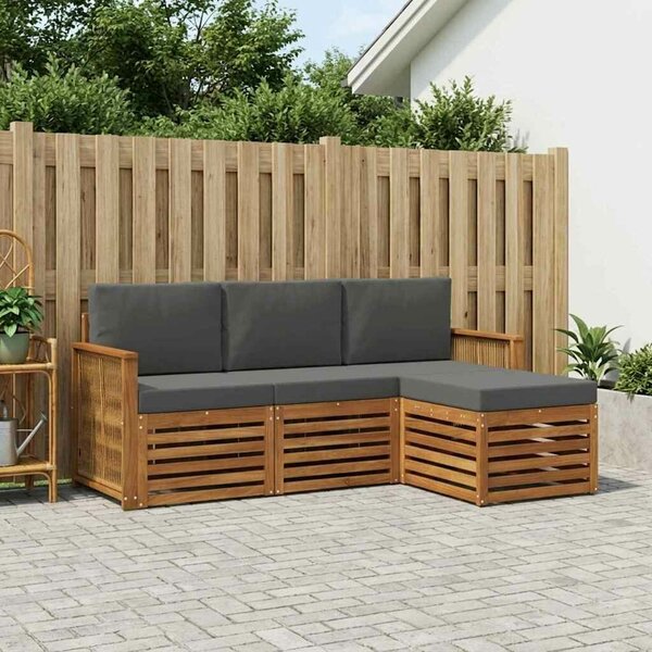 VidaXL Kültéri kanapé szett párnával 4 pcs Természetes és antracit