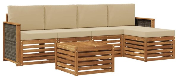 VidaXL Kültéri kanapé szett párnával 6 pcs Természetes és bézs