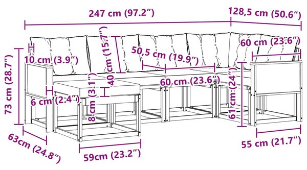 VidaXL Kültéri kanapé szett párnával 6 pcs Természetes és bézs