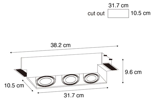 Beépített reflektor fehér GU10 AR70 keret nélküli 3-lámpás - Oneon
