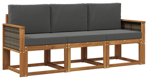VidaXL Kültéri kanapé szett párnával 3 pcs Természetes és antracit