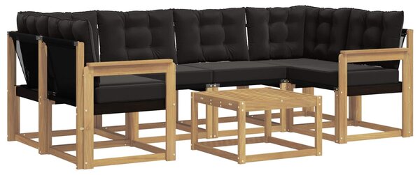 VidaXL Kültéri kanapé szett párnával 7 pcs Fehér és Fekete