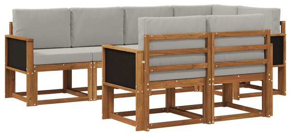 VidaXL Kültéri kanapé szett 7 pcs Természetes és Világosszürke