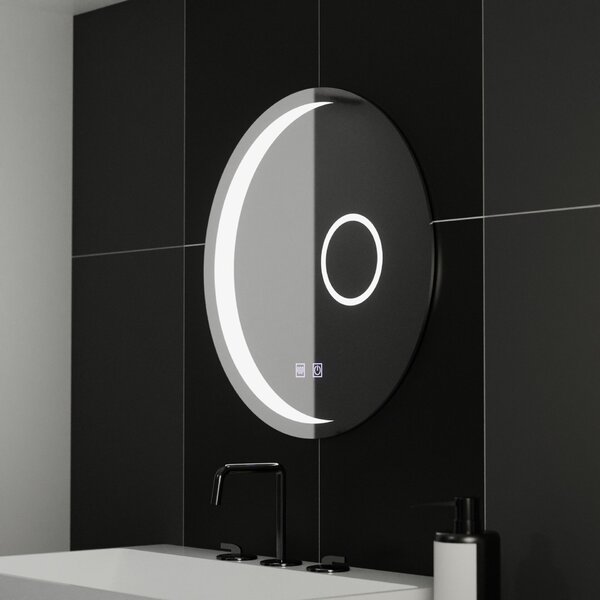 Kerek LED tükör, 80cm, Orbis Touch, páramentesítő rendszer, fényerő-szabályozható, E31S/80X80