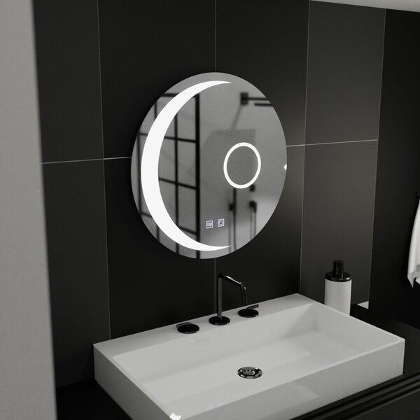 Kerek LED tükör, 80cm, Orbis Touch, páramentesítő rendszer, fényerő-szabályozható, E31S/80X80