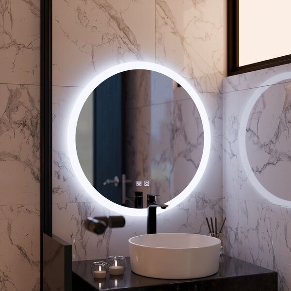 Kerek LED tükör, 70 cm, Noxia Touch, páramentesítő rendszer, fényerő-szabályozható