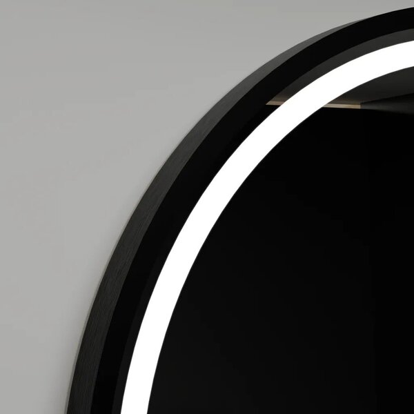 Kerek LED tükör, 90 cm, Orizzonte fekete keret, Basic Touch