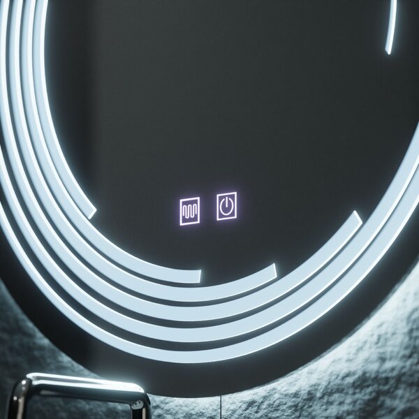 Kerek LED tükör 70 cm Lira Verita Touch fényerő-szabályozható páramentesítő rendszerrel