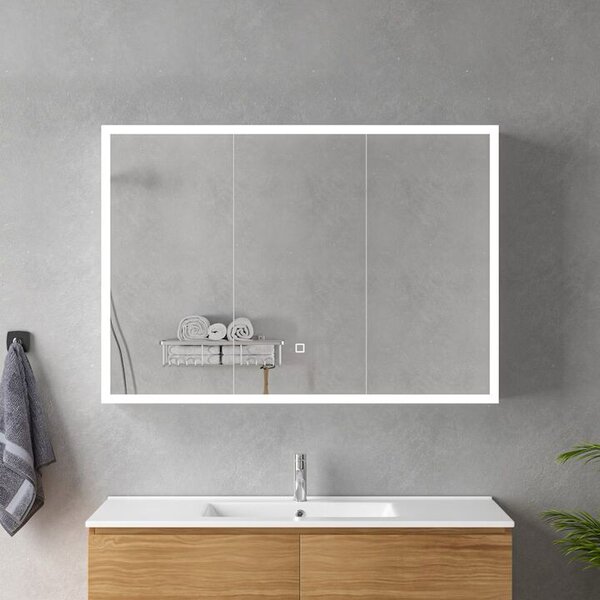 LED Tükör Szekrénnyel MODA 100x70 cm Fehér – Kerületvilágítással és Érintésérzékelővel
