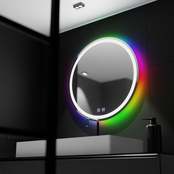 Kerek LED tükör 60cm, Spectrum Touch, RGB, Páramentesítő rendszer