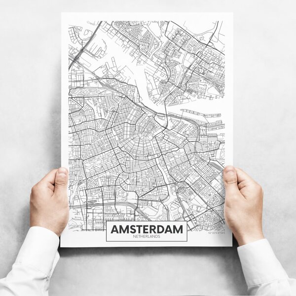 Fali dekoráció - Map Of Amsterdam
